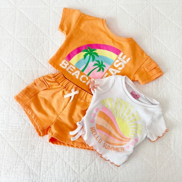 Freestyle Revolution Kids Orange White Coordinating Short Set 2T - Picture 1 of 5